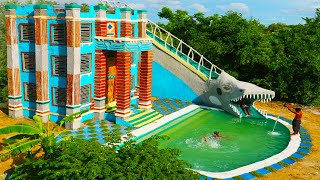 Full Video Building Creative 4Story Classic Mud Villa Swimming Pool amp Dinosaur Water Slide [upl. by Idalia]