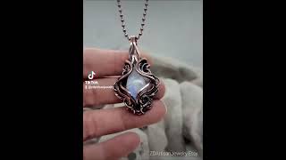 💎Vesper Moonstone antiqued copper handmade wire wrapped talisman pendant [upl. by Nahpos]