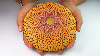 Easy Mandala Art for Beginners Dot Painting Large Rocks Tutorial Stones Satisfying ASMR [upl. by Kcirddor]