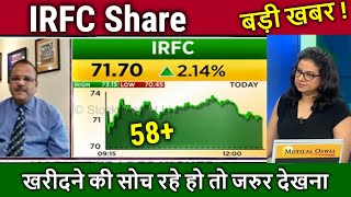 IRFC share latest newsirfc share buy or notirfc share newsirfc share analysisirfc share target [upl. by Dennie]