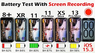 8 Plus vs XR vs 11 vs 11 Pro Max vs XS Max vs 13 Pro Max Battery Test With PUBG Screen Recording [upl. by Ecerahc308]