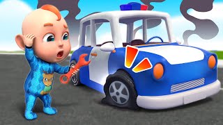 Lets Repair the Car Song  Where is My Wheels  Police Song  Rosoo Nursery Rhymes amp Kids Songs [upl. by Amada]