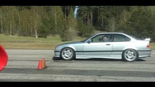 DRAG RACE BMW M3 32 E36 Turbo 670 HP vs Porsche 991 Turbo S Mk I 560 HP STANDING START [upl. by Richel]