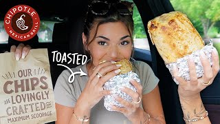 Eating the VIRAL Chipotle TOASTED BURRITO Mouthwatering [upl. by Bijan575]