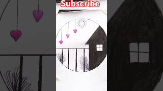 Circle drawing art pencil home trending house heart circle simple heart sunset shorts [upl. by Rossie]