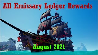 Sea of Thieves  ALL Emissary Ledger Rewards August 2021 [upl. by Soloma]