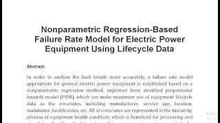 Nonparametric Regression Based Failure Rate Model for Electric Power Equipment Using Lifecycle Data [upl. by Annorah731]