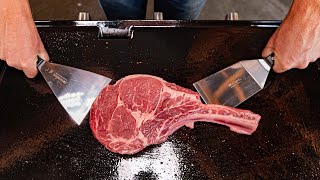 I use this TECHNIQUE to cook a thick Tomahawk on a Flat Top Griddle [upl. by Ayaladnot]