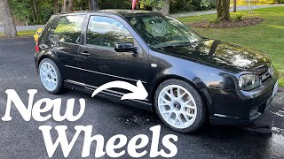 Mk4 R32 Gets New 1552 Super Touring Apex Rally Wheels FASTIVUS PREP PART 4 [upl. by Anitserp]