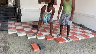 paver block installation parking flooring tiles fitting gattu fitting Interlocking Tiles [upl. by Kokaras]