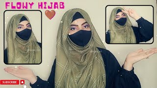 flowy hijab tutorial full coverage  flowy hijab styles for school [upl. by Pals]