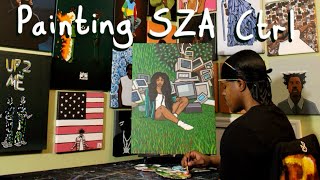 Painting SZA Ctrl  Calming Paint Vlog [upl. by Aivizt]