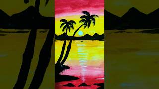 Beautiful Scenery🌴Painting 🎨😍 painting art artwork drawing colouring [upl. by Froma]