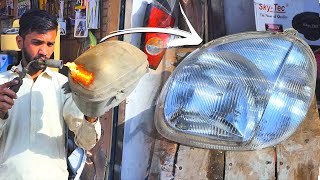 Genius Technique of Polishing an Old Car Headlights  How to Clean Foggy and Cloudy Car Headlight [upl. by Gessner962]