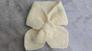 Easy Keyhole PullThrough Knit Scarf for Beginners [upl. by Wolsniw]