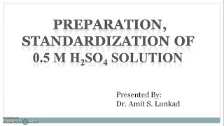 Preparation and Standardization of 05 M Sulphuric acid solution [upl. by Claudette]