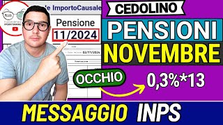 PENSIONI NOVEMBRE ➜ MESSAGGIO INPS e CEDOLINO PUBBLICATO 📑 RIMBORSI TASSO AUMENTI BONUS INVALIDI [upl. by Jenica]