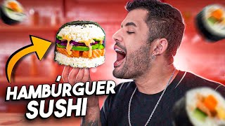 PROVAMOS O HAMBÚRGUER DE SUSHI  NÃO SEI SE É BOM [upl. by Liahus]