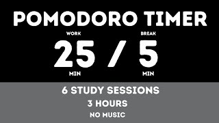 25  5 Pomodoro Timer  3 hours study  No music  Study for dreams  Deep focus  Study timer [upl. by Xanthus]