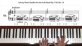 Czerny Piano Studies for the Left Hand Op 718 No 14 Piano Tutorial [upl. by Salb]