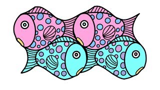 Drawing and Coloring Fish Tessellation  Learn Translation [upl. by Norag812]