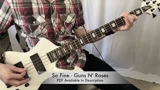 Guns N Roses  So Fine  Bass Play Through With Free PDF Transcription [upl. by Cressy]