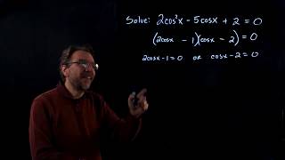 Solve a Trig Equation that is Quadratic in Form by Factoring 2cos2x5cosx20 [upl. by Essa]