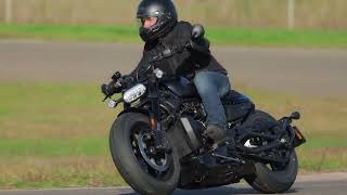 HarleyDavidson Sportster S on racetrack  slow motion [upl. by Willem287]