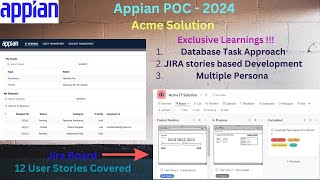 Appian POC 2024  Development Acme Solution with Agile Method  Database Task Approach [upl. by Arag420]