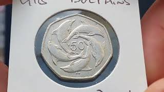 UK 2001 5 DOLPHINS 50P COIN GIBRALTAR [upl. by Dagnah]