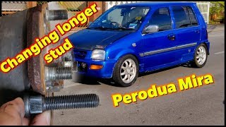 How to Change longer Hub Screw  Stud  Perodua Kancil Mira L2s [upl. by Delos296]