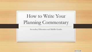 How to Write the Planning Commentary [upl. by Okier]