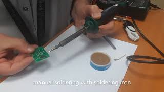 Manual soldering SOIC 14 package of SMD chips on Printed Circuit Board or PCB with soldering iroin [upl. by Althea]