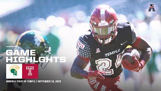 Game Highlights Temple 41 Norfolk State 9 Football September 16 2023 [upl. by Vevine788]