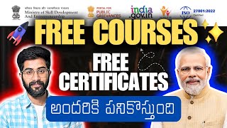 FREE Online Courses with Certificate  Skill India Digital in Telugu  Vamsi Bhavani [upl. by Rudyard698]