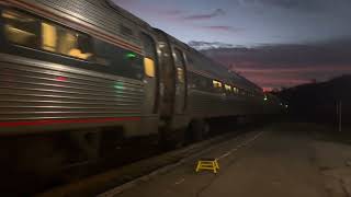 Trespasser taking pics of the sunset as Amtrak 64 comes and goes amp blows extra due to track workers [upl. by Fagan]