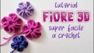 uncinetto facile tutorial fiore 3D a crochet a cinque petali [upl. by Kapor]