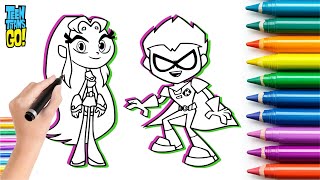 Robin and Starfire Coloring Pages  Drawing amp Coloring Video for Kids [upl. by Hansen]