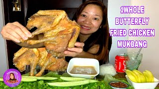 1 WHOLE BUTTERFLY FRIED CHICKEN MUKBANG MUSHROOM GRAVYMUKBANG PHCOLLAB withJoNicaVlog [upl. by Tamera]