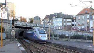 Double TGV Duplex passing Boulogne Tintelleries with horn [upl. by Oneida]