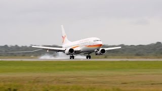 Surinam Airways Boeing 737300 Landing at Zanderij [upl. by Ardis437]