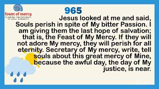 Faustina Daily Diary 965 Saved But Why Perish [upl. by Somar]