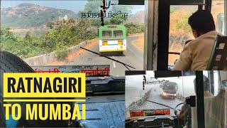 MSRTC RATNAGIRI TO MUMBAI PANVEL FULL BUS JOURNEY  FOGGY ROAD  KONKAN ROUTE  KASHEDI GHAT [upl. by Noeruat]