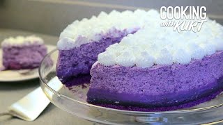 Red Ribbon Ube Mousse Cake  Filipino Purple Yam Chiffon Halaya Mousse Layers  Cooking with Kurt [upl. by Eatnuahc]