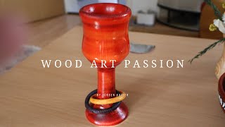 Woodturning  a Goblet with two captiv Rings  Coloured with Spirit stain [upl. by Paxton]