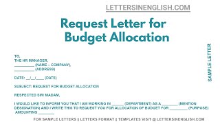 Request Letter For Budget Allocation  Sample Letter to HR Requesting for Budget Allocation [upl. by Abigail]