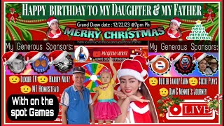 Happy Birthday amp Merry Christmas on the spot game plus raffle Entries grandlivestream [upl. by Nwahsyar]