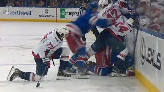 Artemi Panarins Big Hit On TJ Oshie Causes Scrum and Review [upl. by Macilroy]