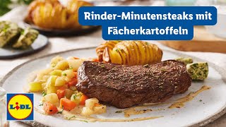 Rindersteak mit Kräuterbutter  schnell amp einfach  Lidl Kochen [upl. by Aizirtap]