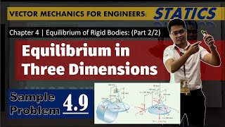 Chapter 3  EQUILIBRIUM OF RIGID BODIES Part 22 Equilibrium in Three Dimensions EXAMPLE 49 [upl. by Yemaj]